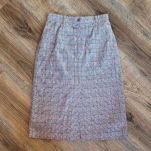 Vintage Alpaq Claifornia Classic Plaid Skirt, Size 6, Burgundy, Green, & Cream